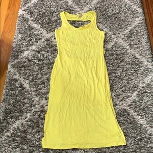 Open back yellow midi dress